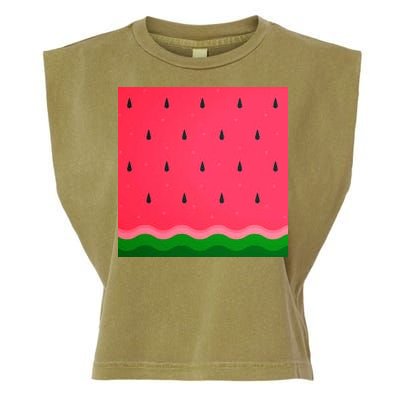 Summer Watermelon Fruit Pattern Garment-Dyed Women's Muscle Tee