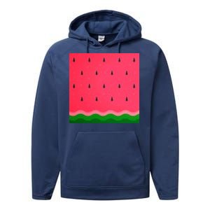 Summer Watermelon Fruit Pattern Performance Fleece Hoodie