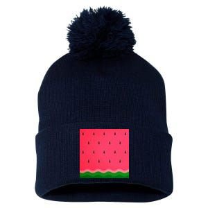 Summer Watermelon Fruit Pattern Pom Pom 12in Knit Beanie