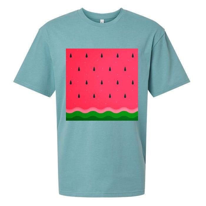 Summer Watermelon Fruit Pattern Sueded Cloud Jersey T-Shirt