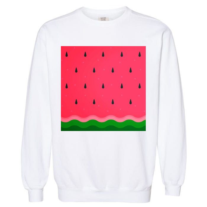 Summer Watermelon Fruit Pattern Garment-Dyed Sweatshirt