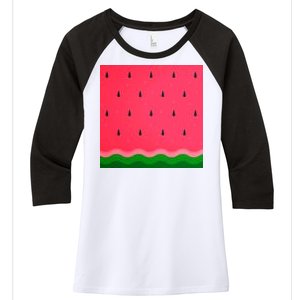 Summer Watermelon Fruit Pattern Women's Tri-Blend 3/4-Sleeve Raglan Shirt