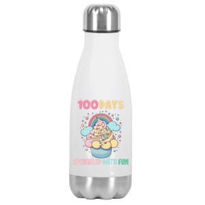 Sprinkled With Fun Rainbow Cupcake 100 Day Of School Teacher Gift Stainless Steel Insulated Water Bottle