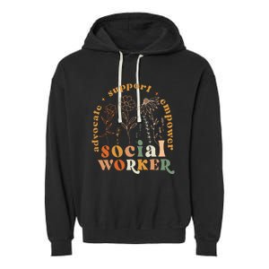 Social Worker Funny Social Work Month Garment-Dyed Fleece Hoodie