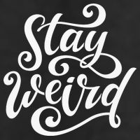 Stay Weird Funny Hand Drawn Calligraphy 7 Panel Mesh Trucker Snapback Hat