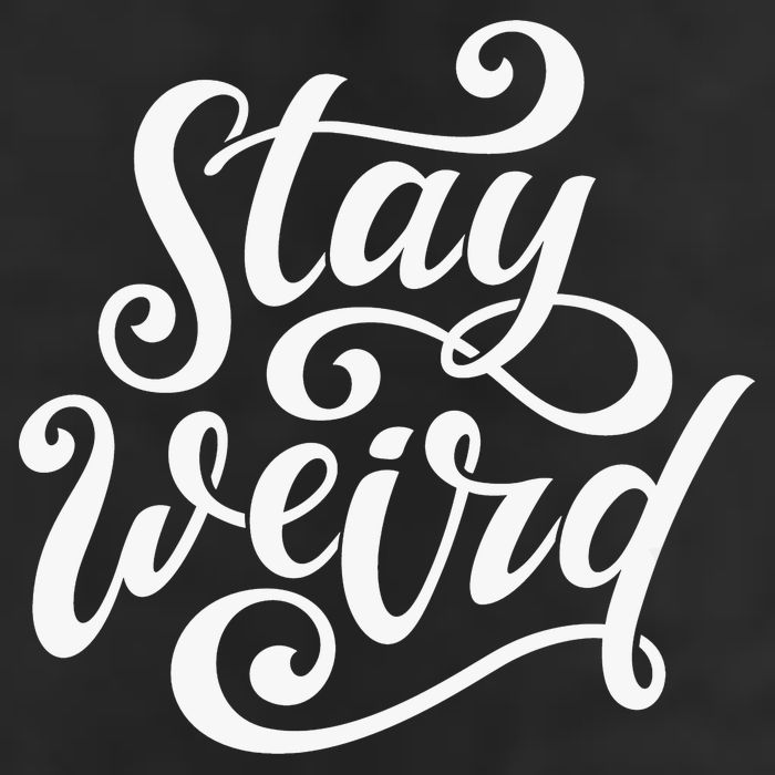 Stay Weird Funny Hand Drawn Calligraphy 7 Panel Mesh Trucker Snapback Hat