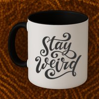 Stay Weird Funny Hand Drawn Calligraphy Mug
