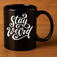 Stay Weird Funny Hand Drawn Calligraphy 11oz C Handle Ceramic Mug