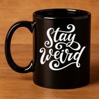 Stay Weird Funny Hand Drawn Calligraphy 11oz C Handle Ceramic Mug