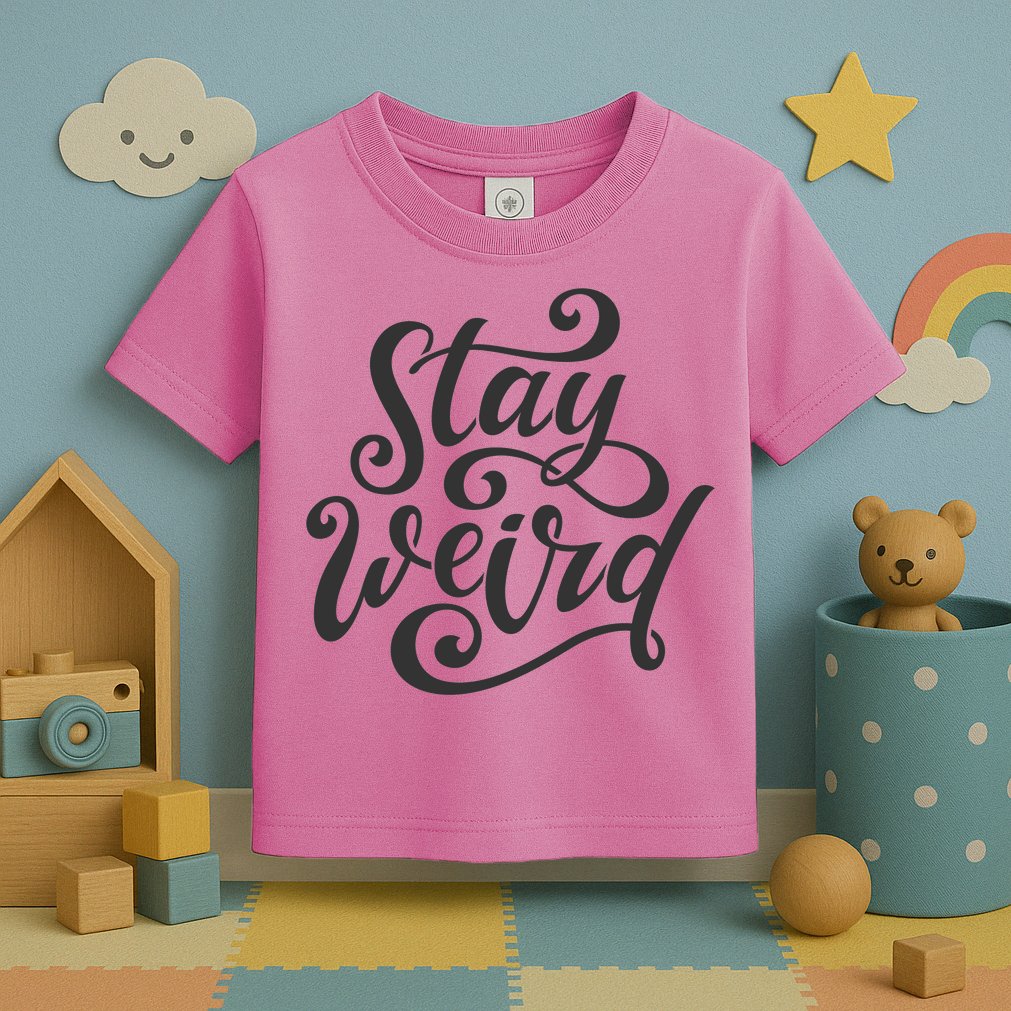 Stay Weird Funny Hand Drawn Calligraphy Toddler T-Shirt