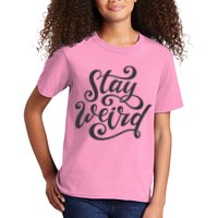 Stay Weird Funny Hand Drawn Calligraphy Kids T-Shirt