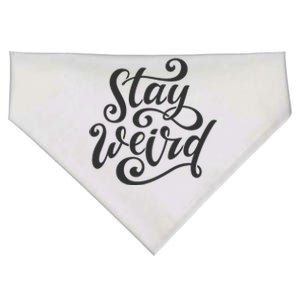 Stay Weird Funny Hand Drawn Calligraphy USA-Made Doggie Bandana