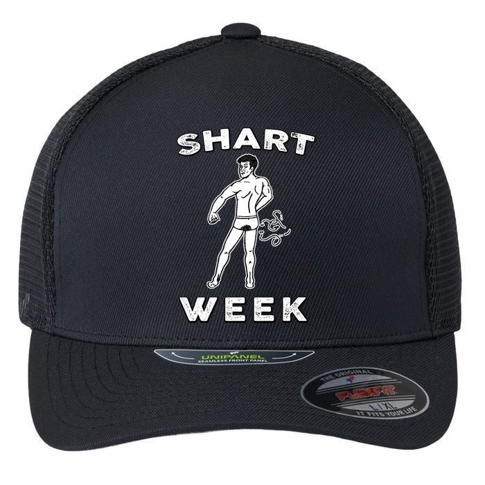 Shart Week Funny Novelty Shark Flexfit Unipanel Trucker Cap