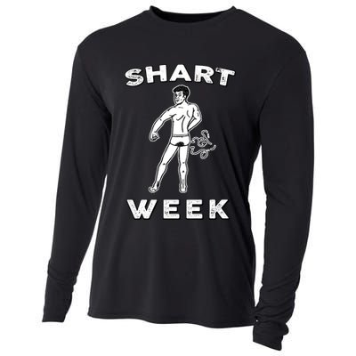 Shart Week Funny Novelty Shark Cooling Performance Long Sleeve Crew