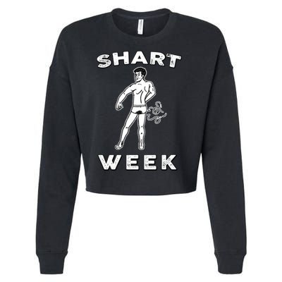 Shart Week Funny Novelty Shark Cropped Pullover Crew