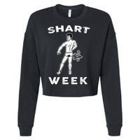 Shart Week Funny Novelty Shark Cropped Pullover Crew