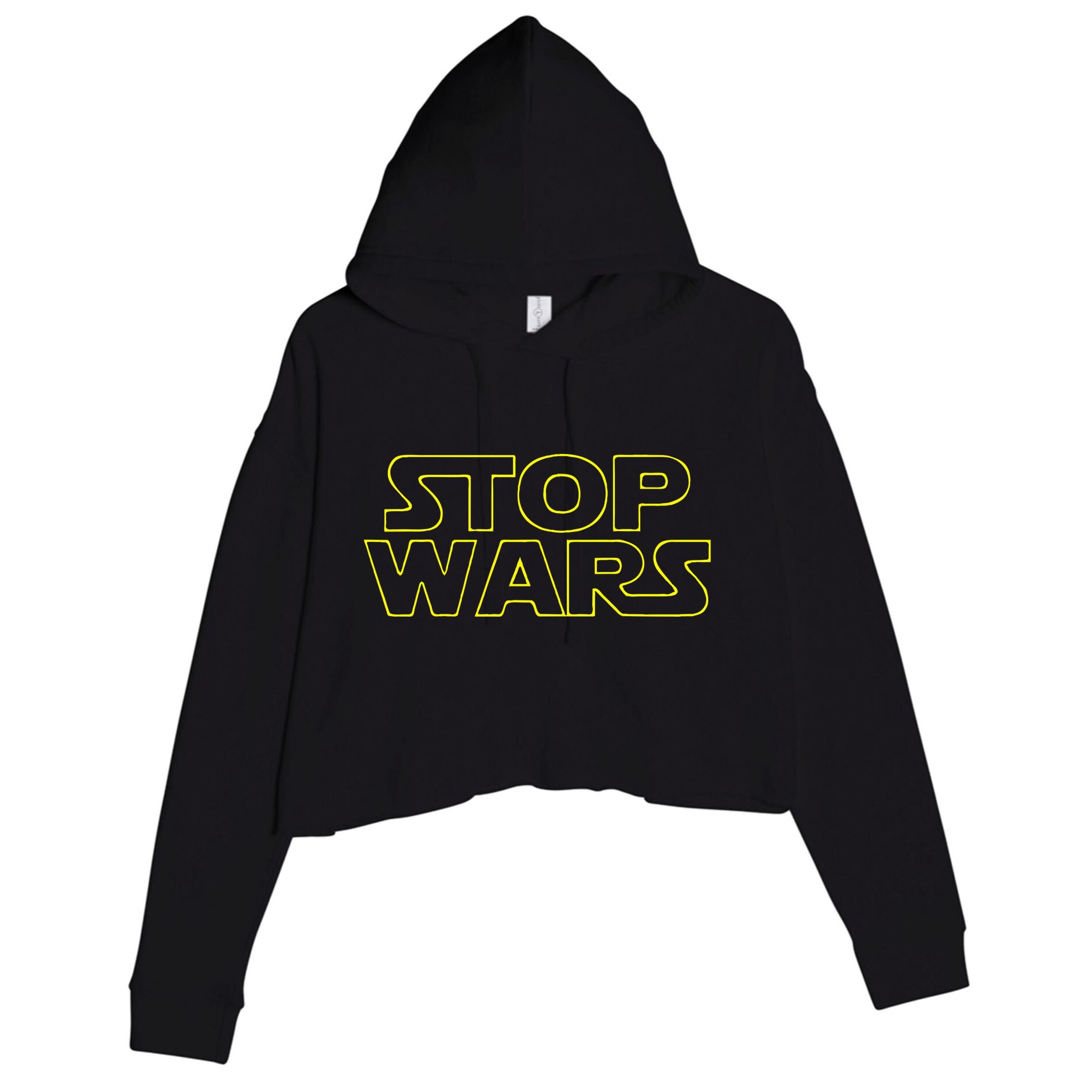 Stop Wars Funny Crop Fleece Hoodie