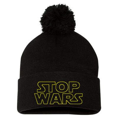 Stop Wars Funny Pom Pom 12in Knit Beanie