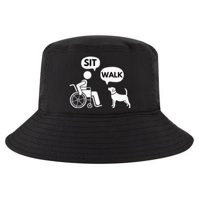 Sit Walk Funny Disabled Wheelchair User & Pet Dog Cool Comfort Performance Bucket Hat