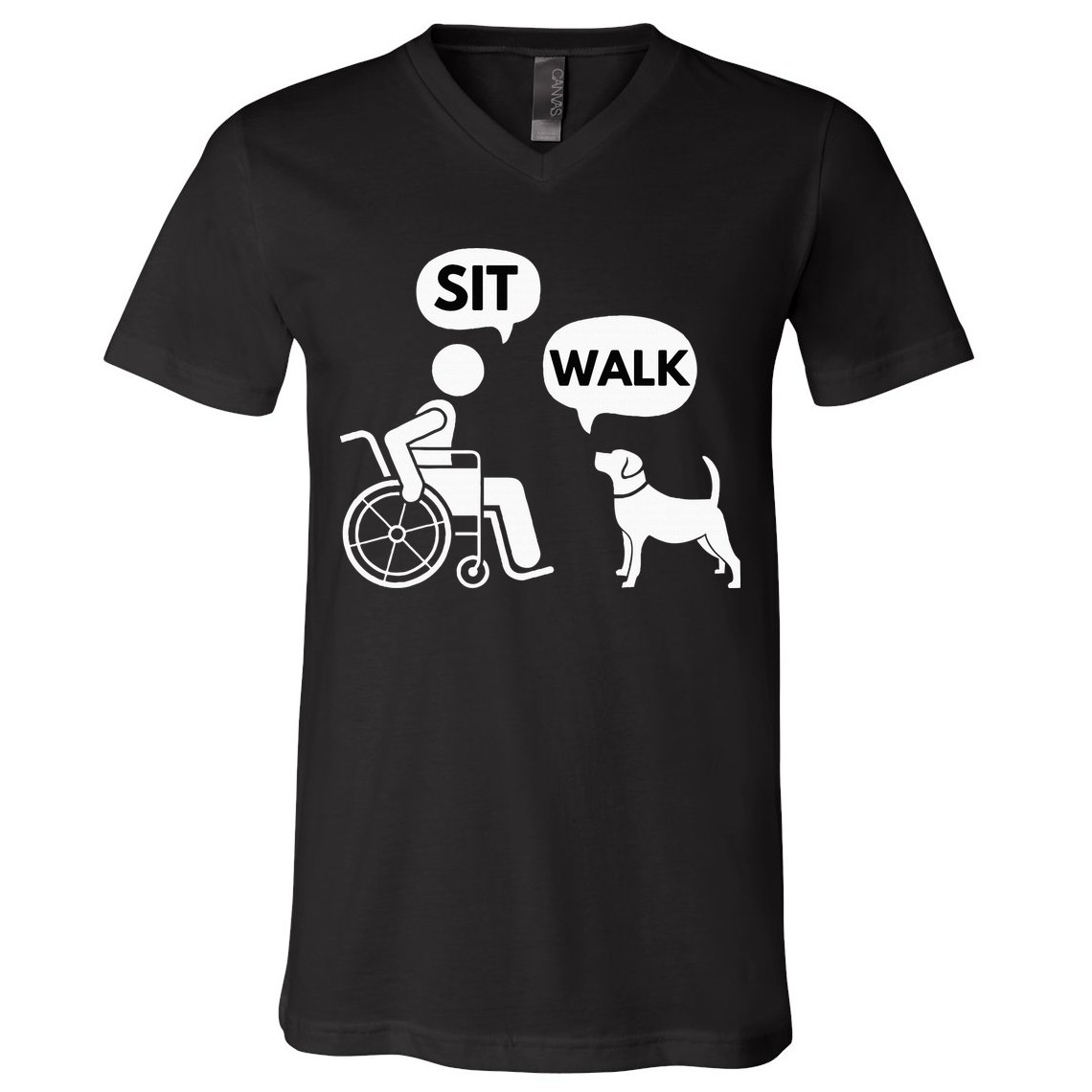 Sit Walk Funny Disabled Wheelchair User & Pet Dog V-Neck T-Shirt
