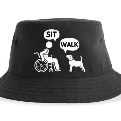 Sit Walk Funny Disabled Wheelchair User & Pet Dog Sustainable Bucket Hat