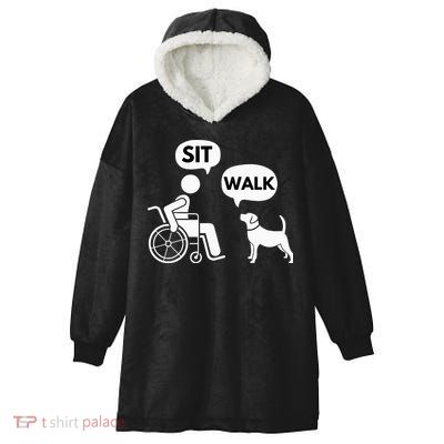Sit Walk Funny Disabled Wheelchair User & Pet Dog Hooded Wearable Blanket