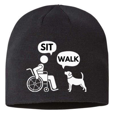 Sit Walk Funny Disabled Wheelchair User & Pet Dog Sustainable Beanie