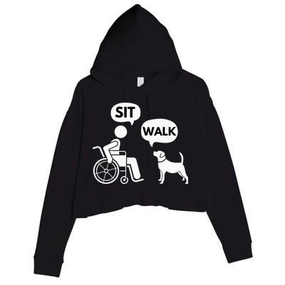Sit Walk Funny Disabled Wheelchair User & Pet Dog Crop Fleece Hoodie