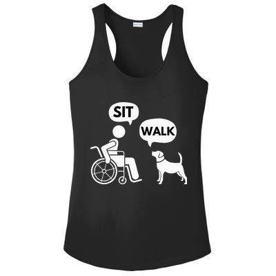Sit Walk Funny Disabled Wheelchair User & Pet Dog Ladies PosiCharge Competitor Racerback Tank