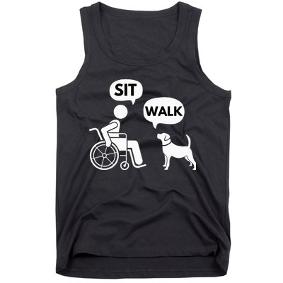 Sit Walk Funny Disabled Wheelchair User & Pet Dog Tank Top