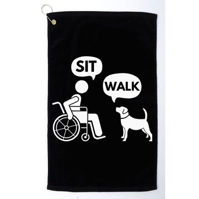 Sit Walk Funny Disabled Wheelchair User & Pet Dog Golf Towel