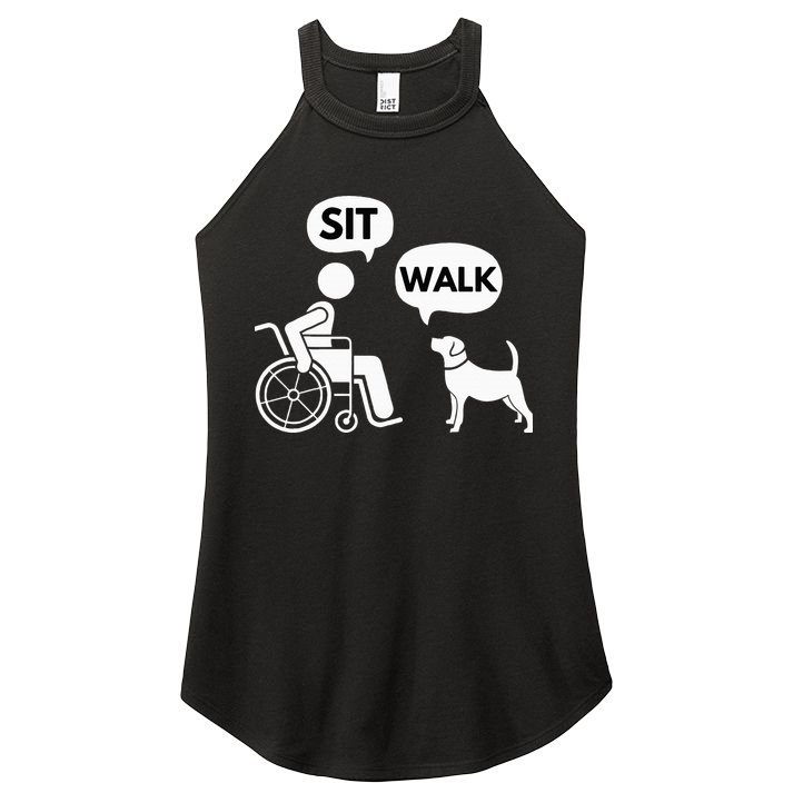 Sit Walk Funny Disabled Wheelchair User & Pet Dog Women's Perfect Tri Rocker Tank