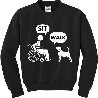 Sit Walk Funny Disabled Wheelchair User & Pet Dog Kids Sweatshirt