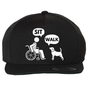 Sit Walk Funny Disabled Wheelchair User & Pet Dog Wool Snapback Cap