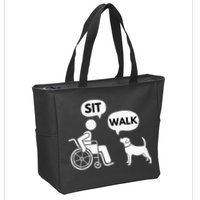 Sit Walk Funny Disabled Wheelchair User & Pet Dog Zip Tote Bag