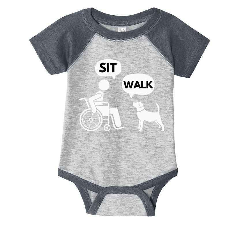 Sit Walk Funny Disabled Wheelchair User & Pet Dog Infant Baby Jersey Bodysuit