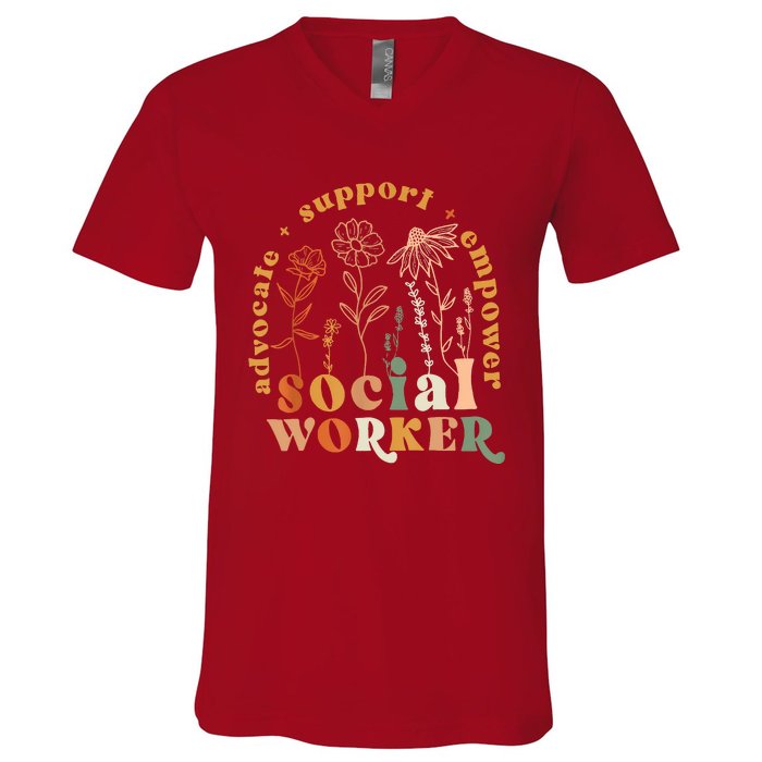 Social Worker Funny Social Work Month V-Neck T-Shirt