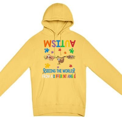 Seeing World From Different Angle Autism Awareness Gift Premium Pullover Hoodie