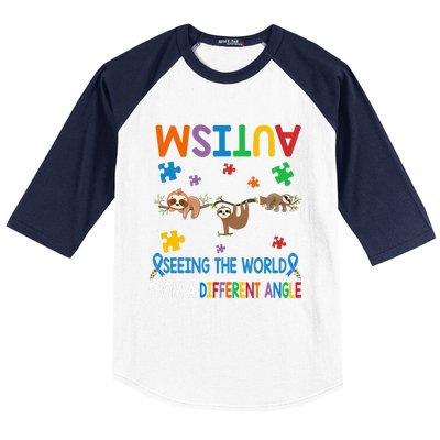 Seeing World From Different Angle Autism Awareness Gift Baseball Sleeve Shirt