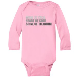 Scoliosis Warrior Funny Scoliosis Surgery Recovery Baby Long Sleeve Bodysuit