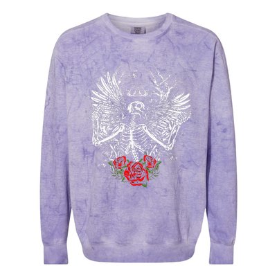 Skeleton Wings Fairy Grunge Fairycore Aesthetic Halloween Colorblast Crewneck Sweatshirt