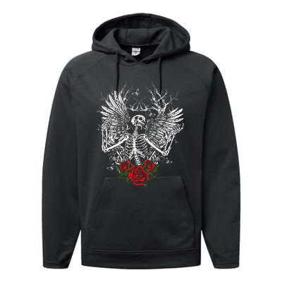 Skeleton Wings Fairy Grunge Fairycore Aesthetic Halloween Performance Fleece Hoodie