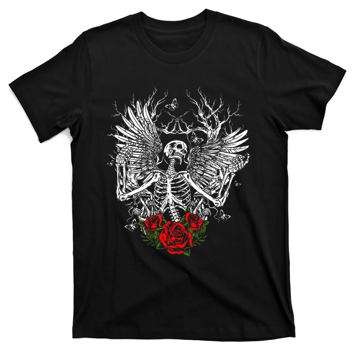 Skeleton Wings Fairy Grunge Fairycore Aesthetic Halloween T-Shirt