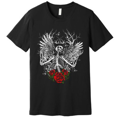 Skeleton Wings Fairy Grunge Fairycore Aesthetic Halloween Premium T-Shirt