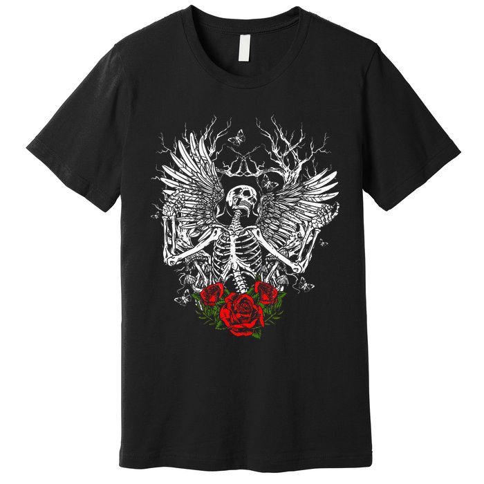 Skeleton Wings Fairy Grunge Fairycore Aesthetic Halloween Premium T-Shirt