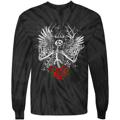 Skeleton Wings Fairy Grunge Fairycore Aesthetic Halloween Tie-Dye Long Sleeve Shirt