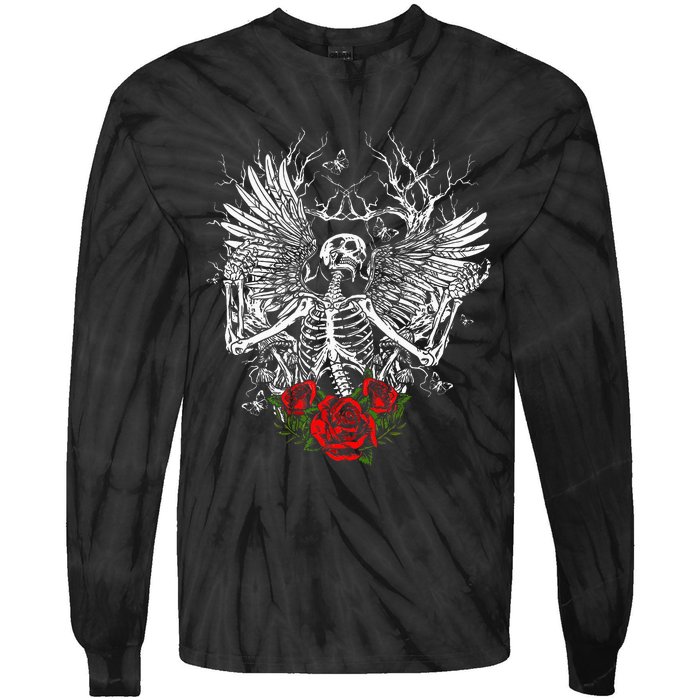 Skeleton Wings Fairy Grunge Fairycore Aesthetic Halloween Tie-Dye Long Sleeve Shirt