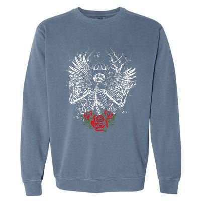 Skeleton Wings Fairy Grunge Fairycore Aesthetic Halloween Garment-Dyed Sweatshirt