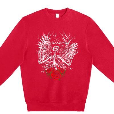 Skeleton Wings Fairy Grunge Fairycore Aesthetic Halloween Premium Crewneck Sweatshirt