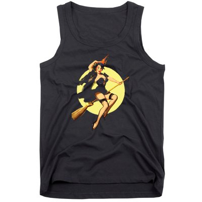 Sexy Witch Flying Broom Halloween Tank Top